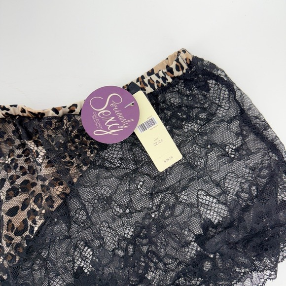 Cacique Tanga Skirt Style Panty Lace Trim Leopard Print Size 22-24 Plus Size NEW - Picture 3 of 5